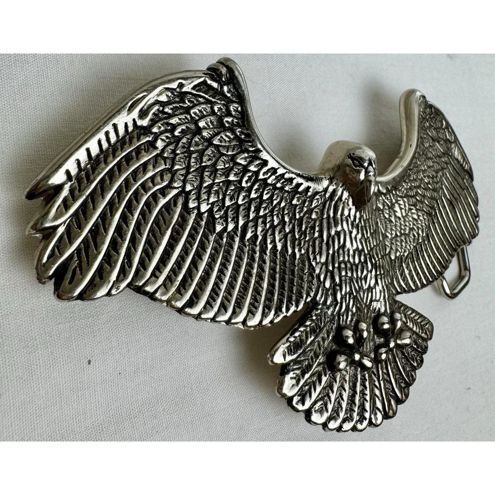 Classico‎ Italia A136 Silver Eagle Belt Buckle Made in Italy Vintage Western 5in